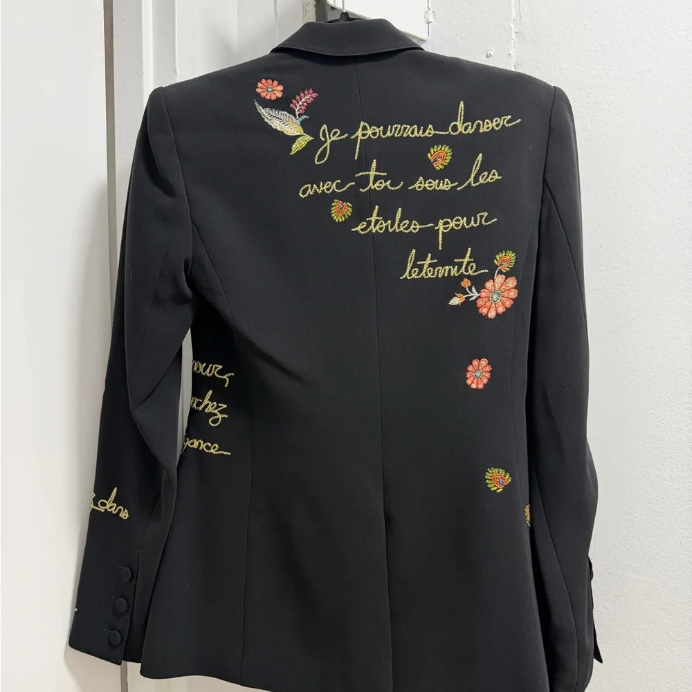 Cinq à Sept Black Blazer with Floral Embroidery - Picture 6 of 7